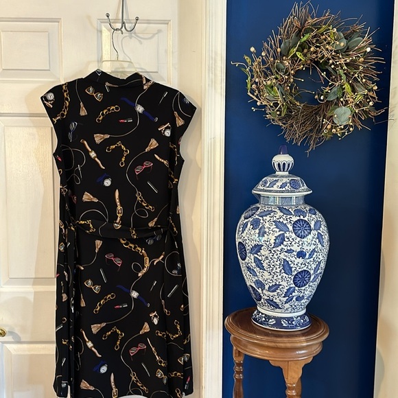 NWT Women’s Kohl’s Apt. 9 Button Front Black Chain Print Shirtdress Size Medium - Picture 9 of 11